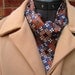 Vintage 1970's Tan Knit Dress with Blue Ascot, Modern Size 12, Medium