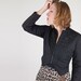 SALE 50s Sporty Black Quilted Zip Front Jacket with Rhinestones & Passementerie M