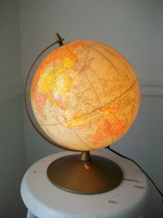 Vintage Light Up Globe by elizabethwrenvintage on Etsy