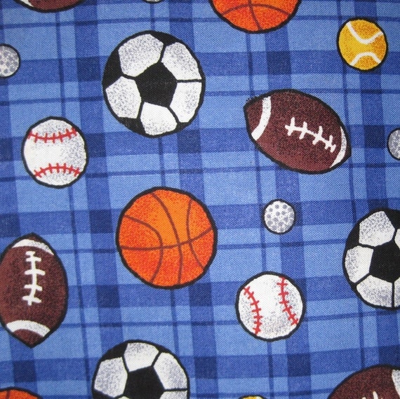 Sports Fabric 1 yard New Cotton by SandisStashShop on Etsy