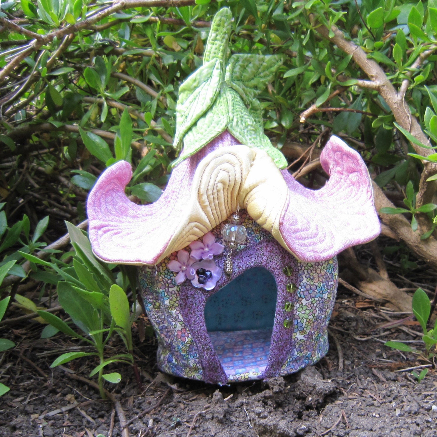 Handmade Whimsical Fairy House with Charm for the by Vintage4U
