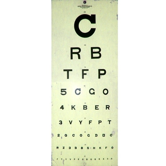 Items similar to Vintage Optometry Eye Chart on Etsy