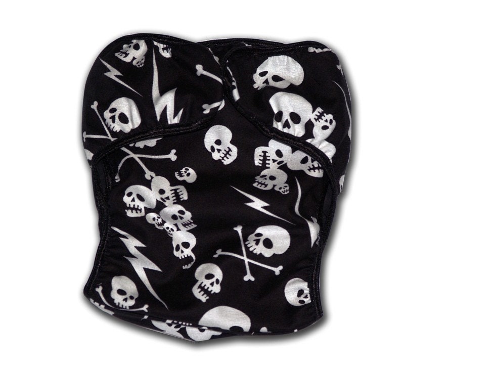Thunder Skulls Diaper Cover Goth Rockabilly Punk Baby