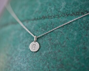 ONE Charm Tiny Initial Necklace in Sterling Silver, Monogrammed Necklace, Baby's Initial Necklace