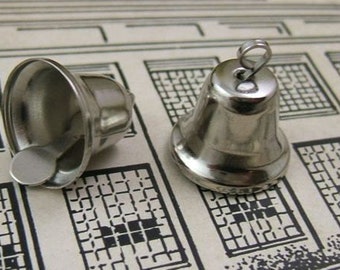 New Little Silver Bell Charm - Package of 10