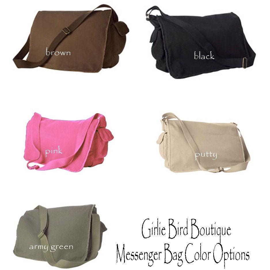 Large Raw Edge Messenger or Diaper Bag with Applique Owl Made