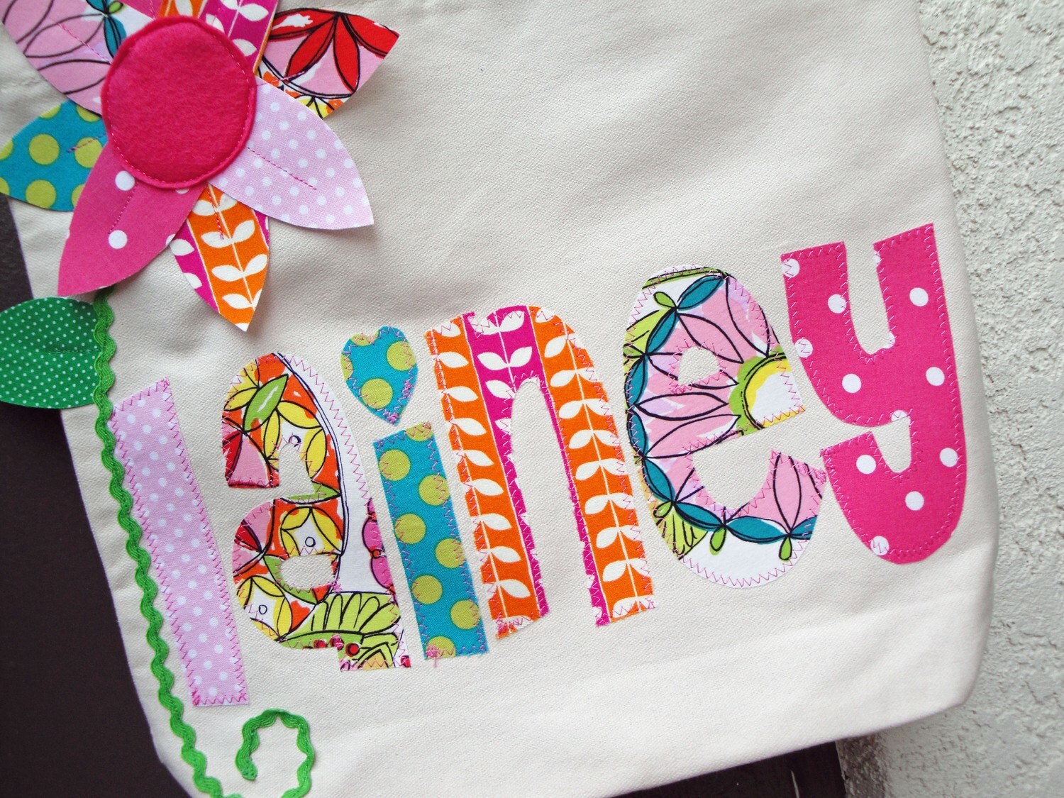 Girl's Personalized Applique Name Tote with Large Matching