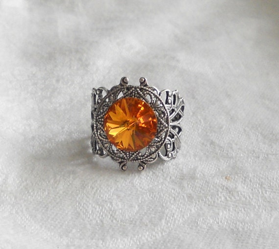 osO DIVA Oso Topaz swarovski silver ring by fleurbleue on Etsy