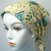 Teal Butterflies on Cancer Chemo Scarf Hairloss Headwrap Turban Hat