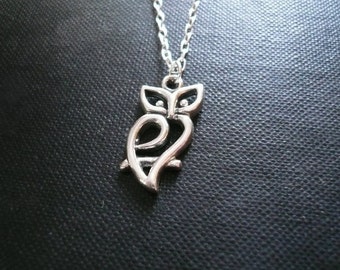 Silver Wise Owl Necklace in Sterling Silver - Silver Owl Necklace
