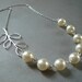 Silver Branch and Cream Swarovski Crystal Pearl Necklace