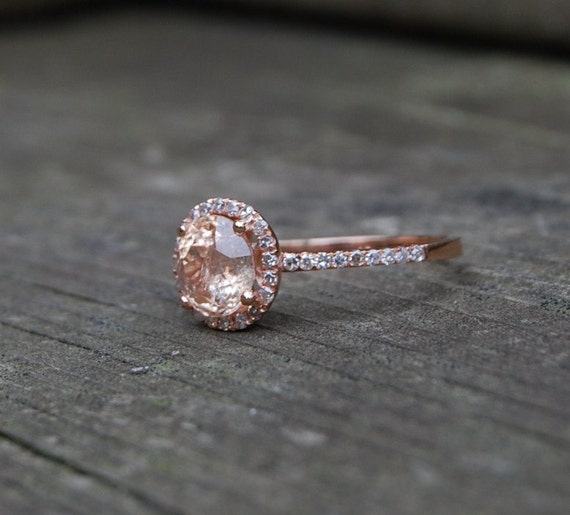 SPECIAL 1.87ct round Peach Champagne sapphire diamond ring