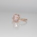 2.5ct Cushion peach champagne sapphire in 14k rose gold diamond ring