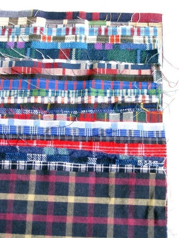 6'x 6' recycled plaid cotton shirt quilting squares