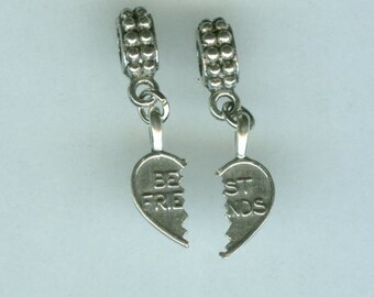 Sterling BEST FRIENDS Bead Charms for all Name Brand Add a Bead Bracelets