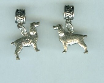 Sterling SPANIEL Dog Bead Charm for All Name Brand Add a Bead Charm Bracelets - Heavy 3D