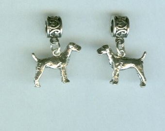 Sterling AIREDALE Dog Bead Charm for All Name Brand Add a Bead Charm Bracelets- 3D Heavy