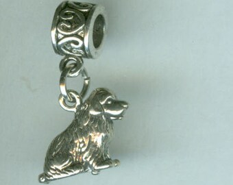 Sterling Silver NEWFOUNDLAND DOG Bead Charm for All Name Brand Add a Bead Charm Bracelets - 3d Heavy