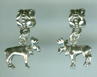 Sterling MOOSE Bead Charm for all Name Brand Add a Bead Bracelets - 3D