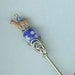 Brown Llama Filigree Hairsticks - Blue and White Floral
