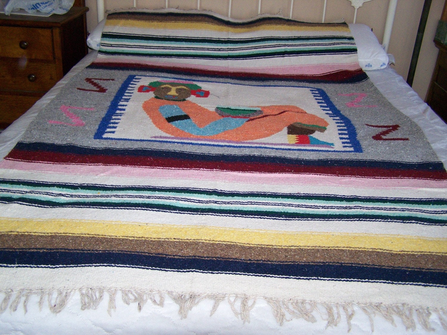 Vintage Mexican Blanket Car Seat Cover Yoga Mat SUMMER