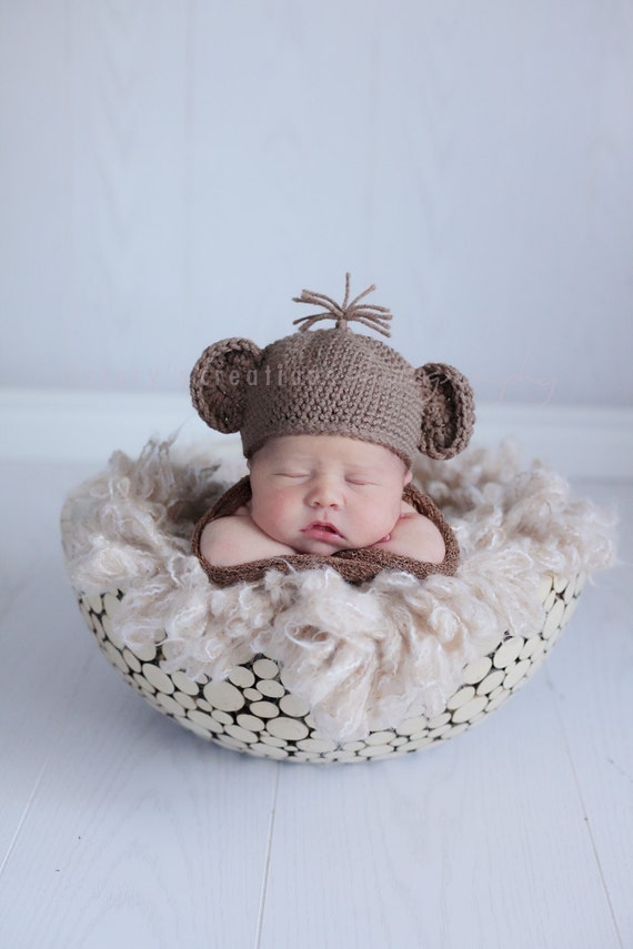 Baby Halloween Hat, Newborn Halloween Hat, Infant Halloween Hat, Monkey Halloween Hat, Baby Costume, Newborn Costume, Halloween Costume,