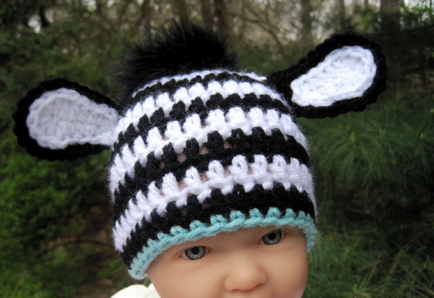 Baby Zebra Hat Crochet Baby Hat Baby Boy Hat by Monarchdancer