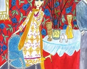 Despite Bill's best arguments, Pamela was never going to concede that less was more. Limited edition print by Vivienne Strauss.