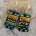 Gold amber dichroic glass dangle earring