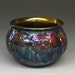 Blue Fuscia Raku Ceramic Raku Pot with Leaves