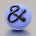 Lapel pin - Blue ampersand - lampwork glass by Jennie Yip