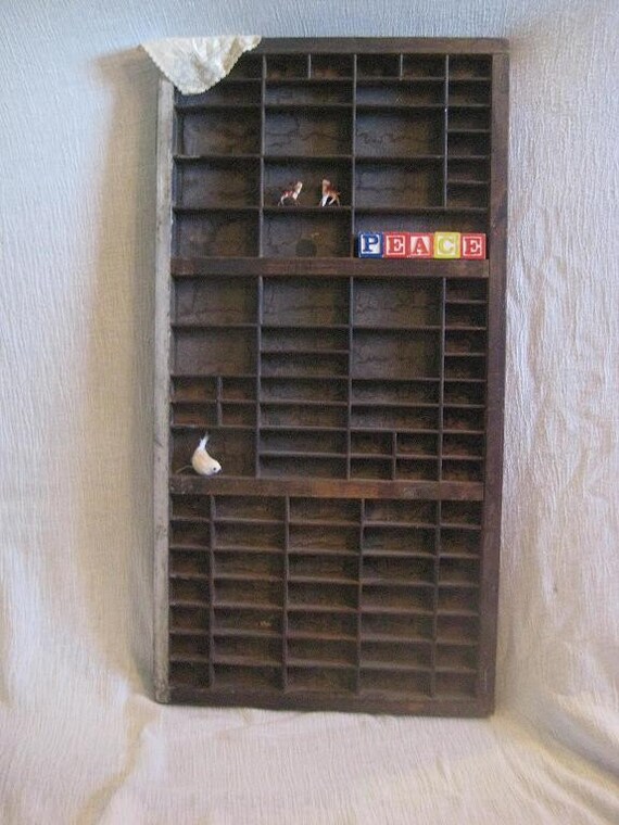 Vintage Wooden Printers Tray/Drawer Large w/Brass Label