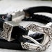 WOOLRICH Vintage black leather belt with silver accents and silver buckle - size small - ladies