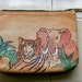 Hand Painted Leather Pouch from India - three zippered pockets