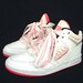 80's L.A. Gear vintage leather hi top shoes PINK and white 7