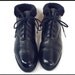 80's vintage BLACK lace up fleece-cuff ankle boots 7