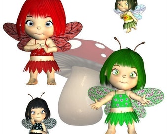 Moon Fairy Graphics Clip-Art Set Royalty Free by deannasdreams