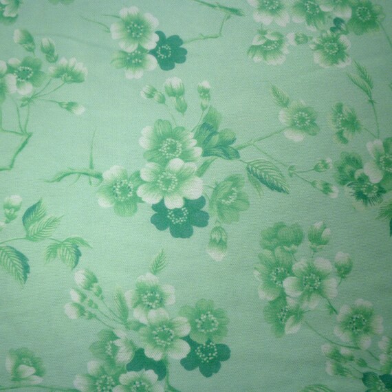 RESERVED Mint Green Floral Vintage Fabric Polyester