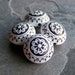 Vintage Beads-Vintage Lucite Beads-Vintage Jet & White Etched Floral Lucite Saucers-4