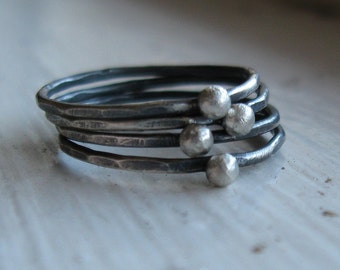 Silversmith rustic silver stacking rings
