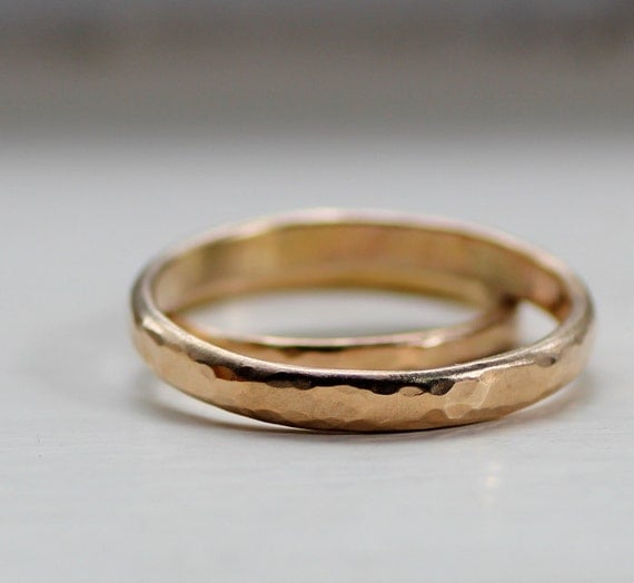 Simple Wedding Band Set Rustic Gold Wedding Bands for men or women