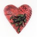 Pink Heart Ceramic Heart Wall Sculpture Art Love Grows (Medium size) Ivy leaves and branch