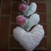 Heart Ornaments Handmade Wedding Cottage Chic Shabby Vintage Linens Christmas Decor Hearts Pink Roses Victorian Set of 3