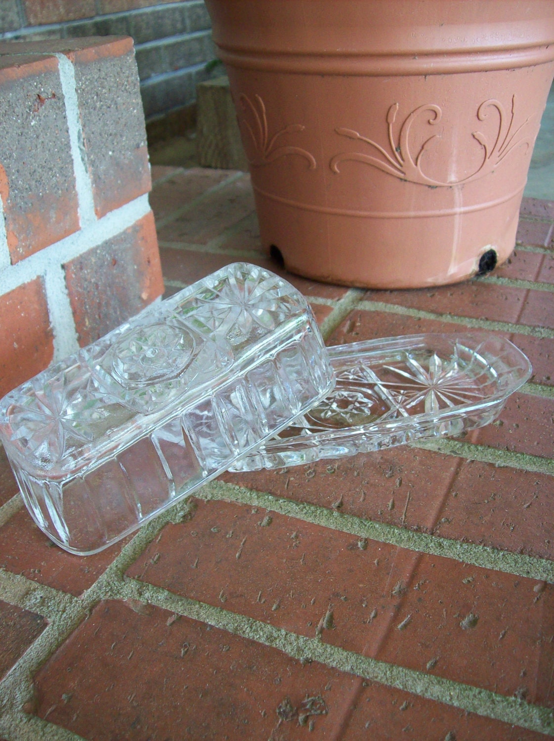 Vintage Crystal Covered Butter Dish EAPG French Country