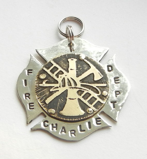 Maltese Cross FIREFIGHTER FIREMAN BADGE Pet Id Tag Unique Dog