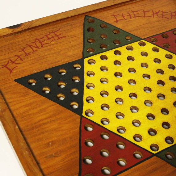 Vintage game board chinese checkers wood wood frame
