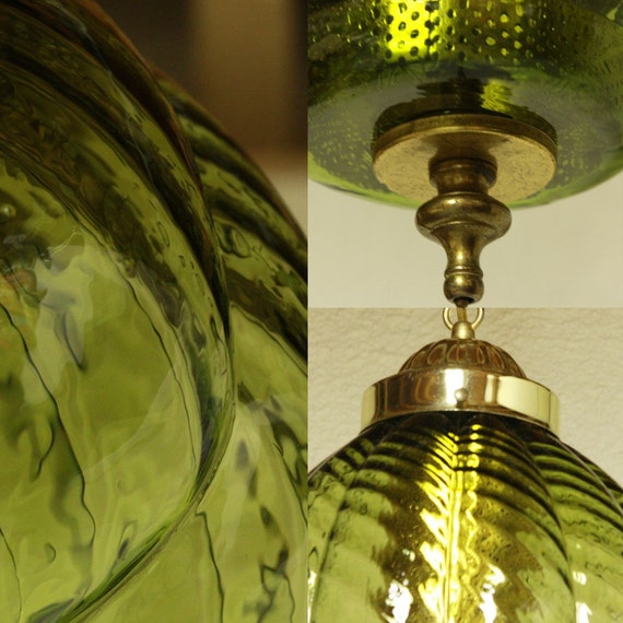 Vintage hanging light hanging lamp green glass globe