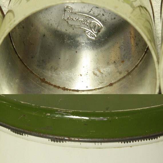 Vintage Canister set tins Decoware green white
