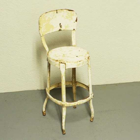 Vintage stool Cosco kitchen stool chair white metal