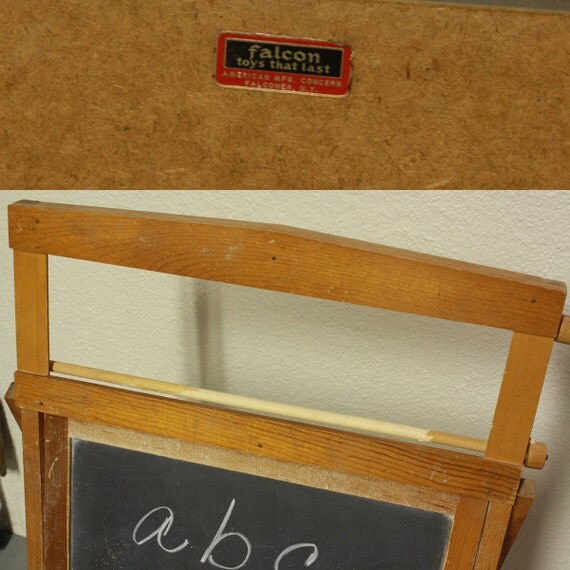 Vintage chalkboard Falcon toys with easel two sided